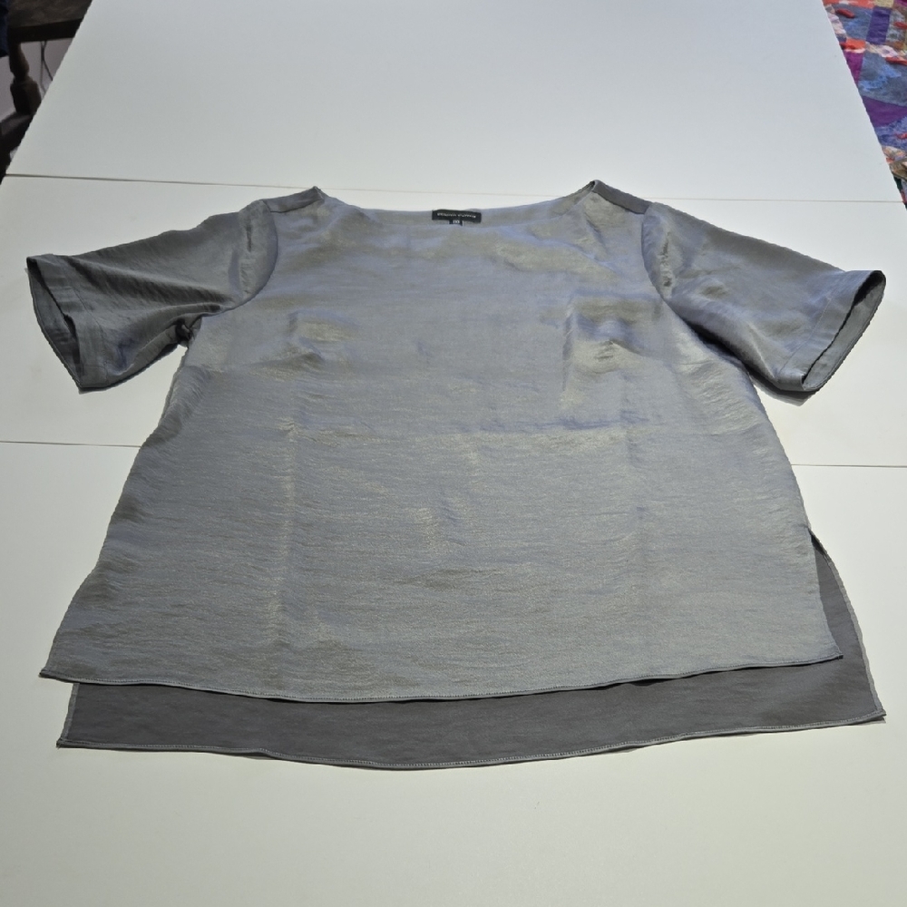 Universal Standard Silky Gray Short Sleeve Blouse